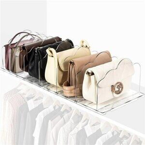 Clear Purse Organizer Closet Shelf Dividers Handbag Storage Holder Adjustable Se